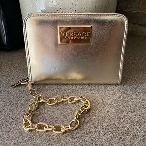 NWOT Versace Gold Clutch with Chain Wristlet